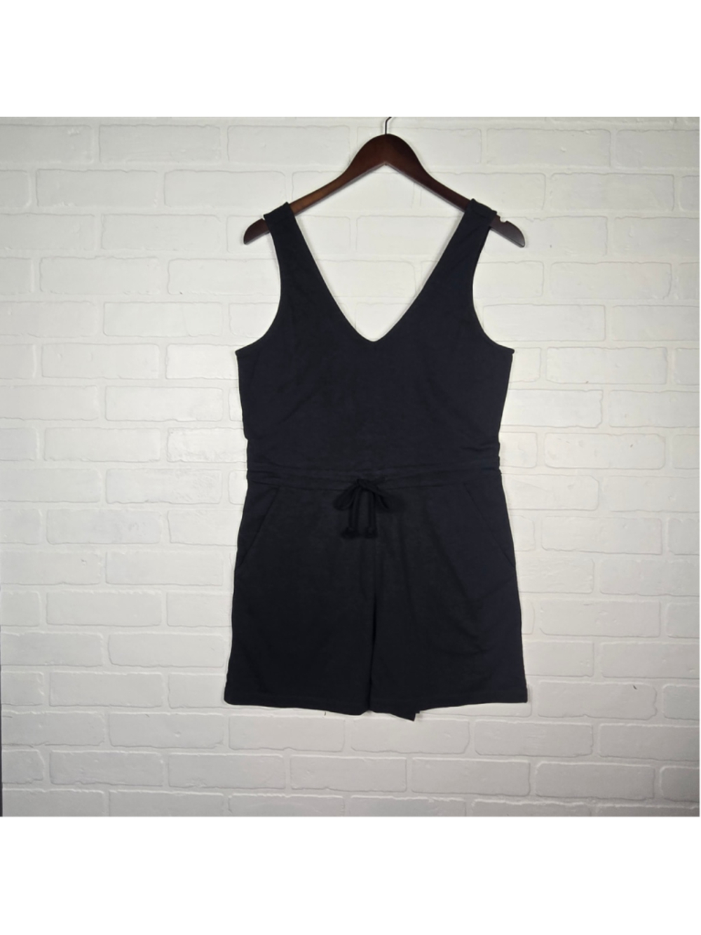 Women's United by Blue Black Sleeveless Romper with Drawstring Waist Size Small